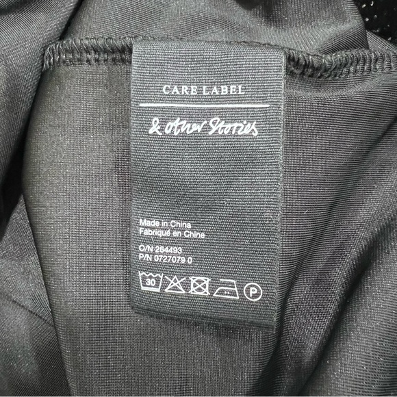 & Other Stories NWT Glitter Velour Shoulder Pad Long Sleeve Mini Dress Black, 4 - Picture 14 of 16